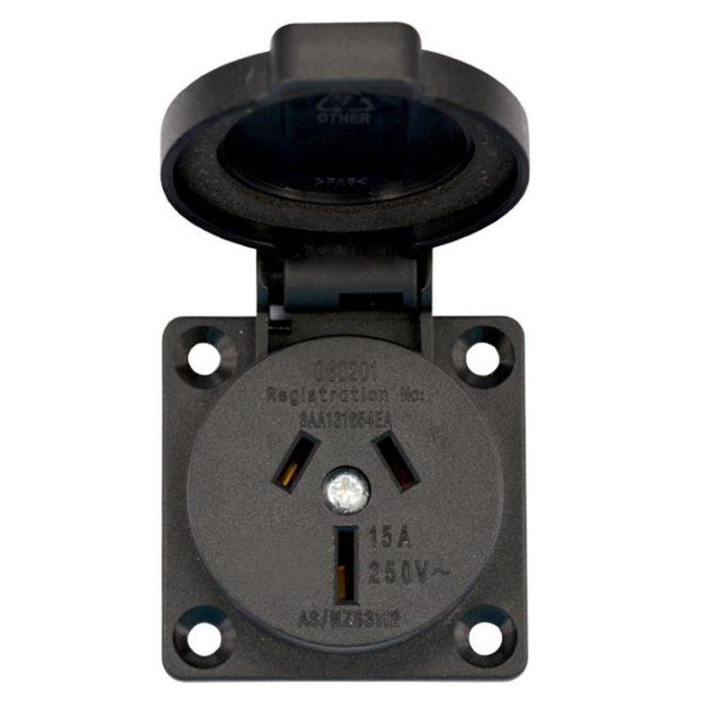 Outdoor Power Receptacle - 2 Chiếc Đen 10A 15A Úc