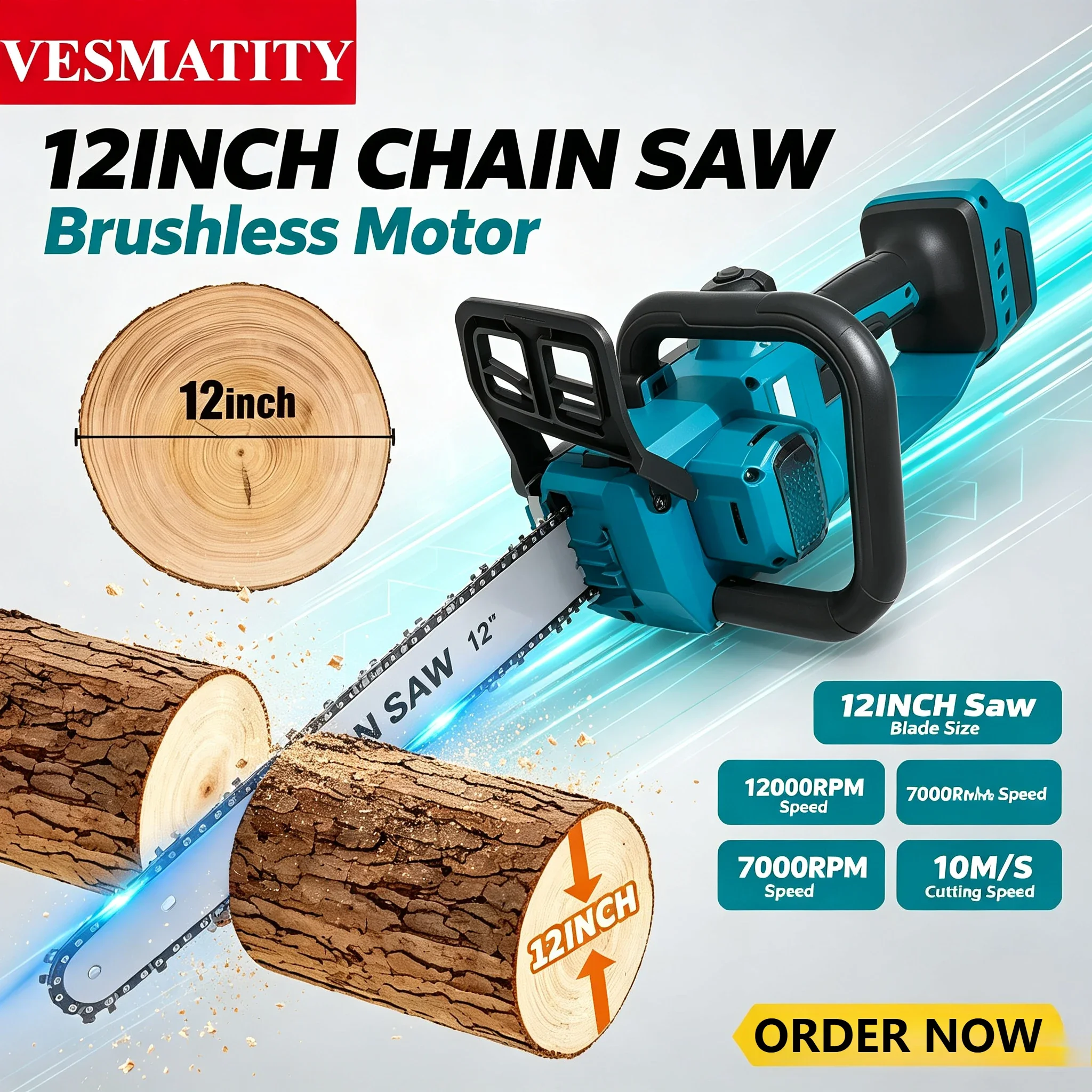 Pole Saw Cordless - 12 Inch Brushless Electric Chain Saw