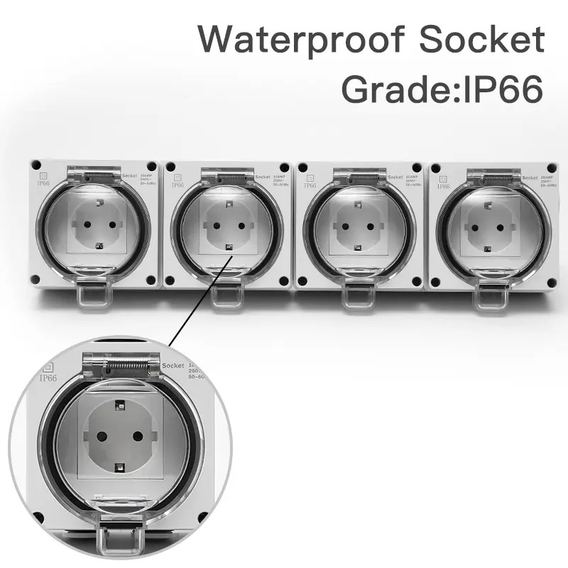 IP66 waterproof power receptac - đánh giá và giá Outdoor Power Receptacle